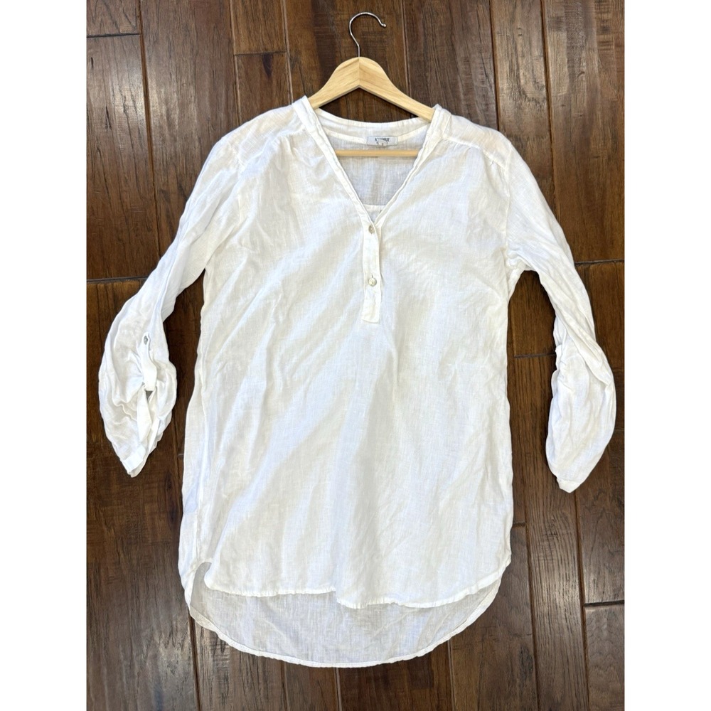 Rosemarine Tunic Shirt 100% Linen Womens Small White Lagenlook Cottagecore Italy